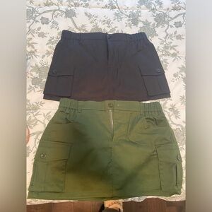 Black and Green Cargo Skirts